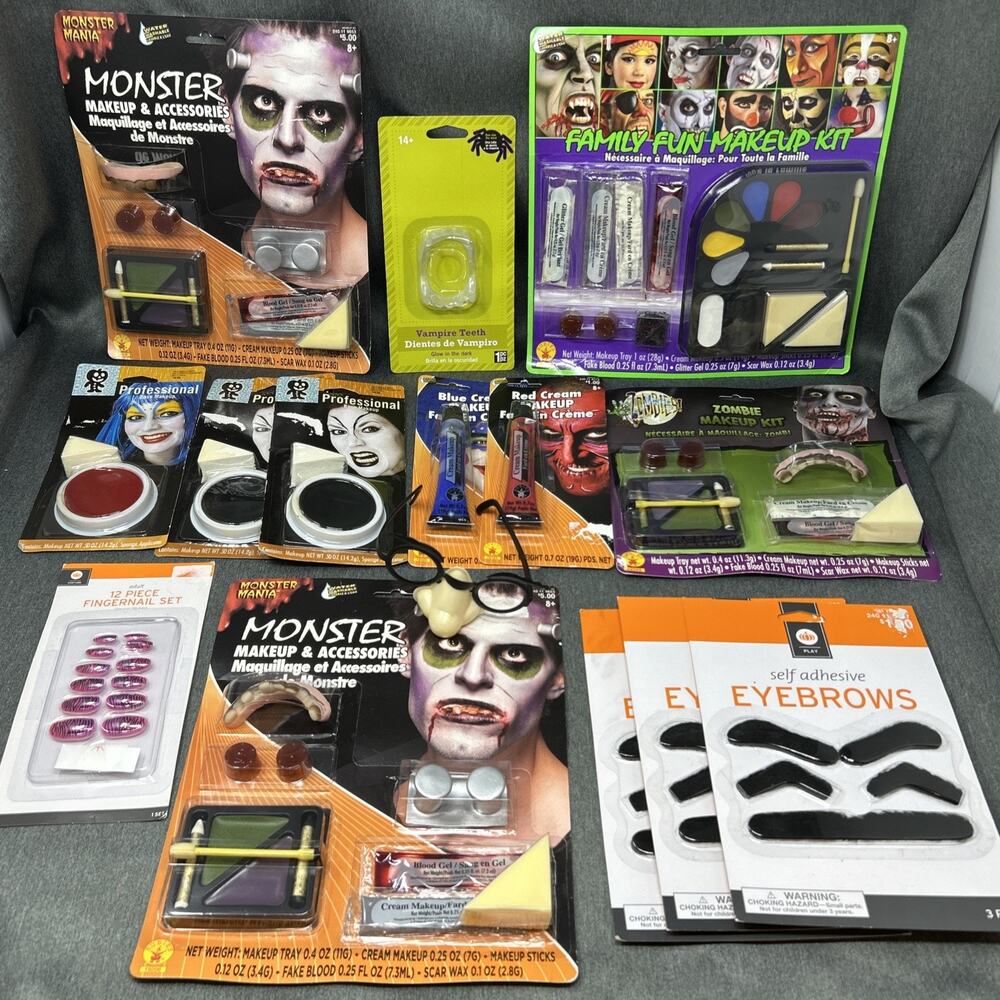 Halloween Monster Makeup Lot Family FX Face Paint Kits Costume Eyebrows Teeth